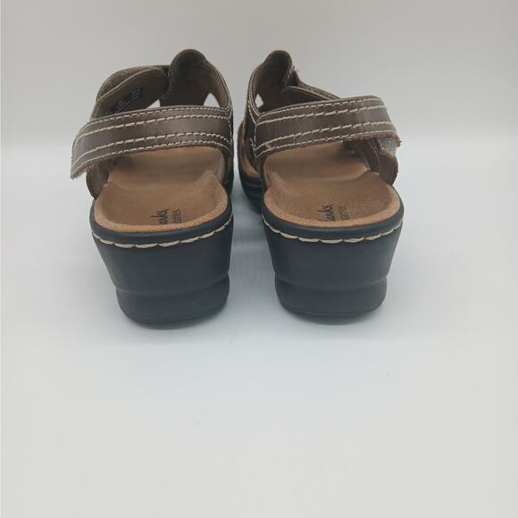 Clarks Bendables Lexi Wedge Sandals Leather Comfort Summer Pewter Bronze Size 8M - Picture 4 of 12